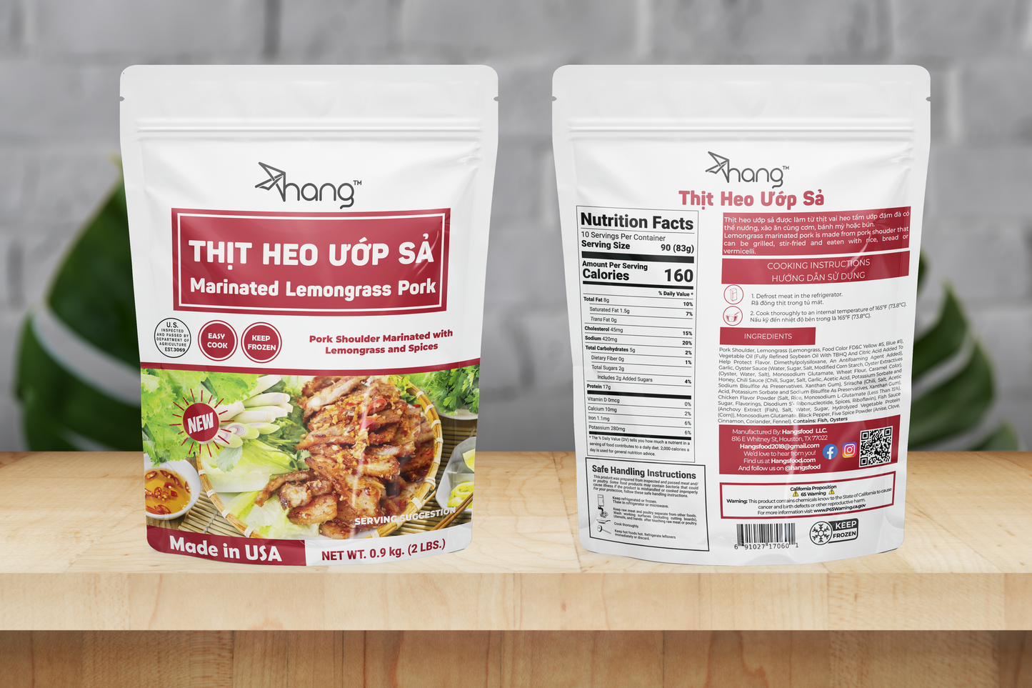 Marinated Lemongrass Pork 2lbs Bag - Thịt Heo Nướng Ướp Sả Gói 2lbs