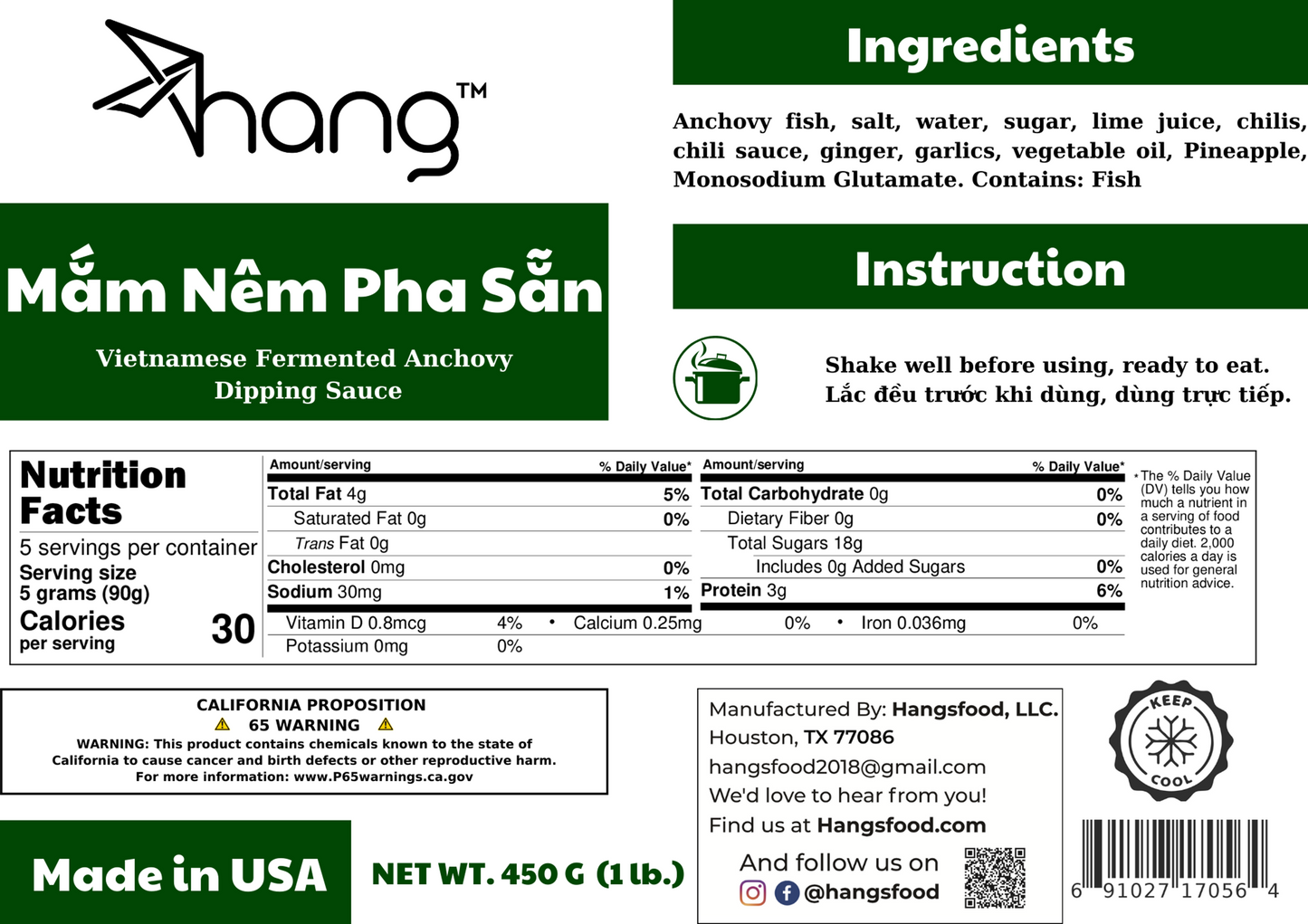 Mắm Nêm Pha Sẵn - Vietnamese Fermented Anchovy Dipping Sauce 450 Gr